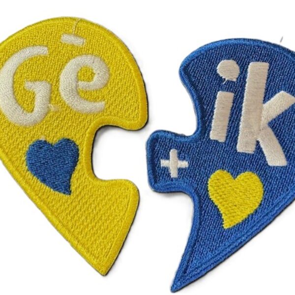 Embleem puzzelstukjes Ge en ik blauw geel