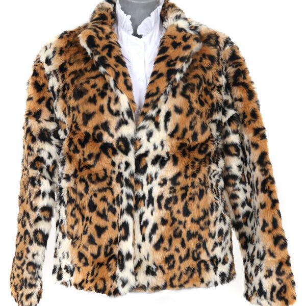 Panther bontjas kort wit/bruin dames maat S