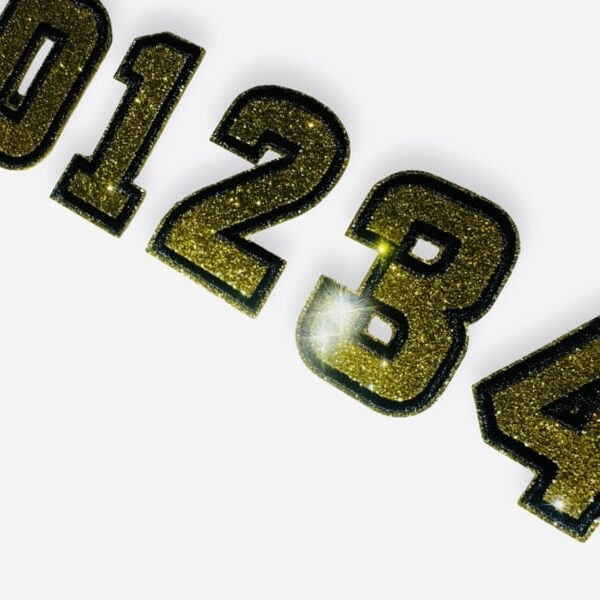 Embleem Cijfers goud glitter per stuk