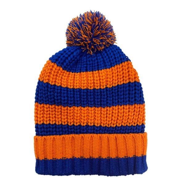 Lampegat muts grof gebreid blauw oranje