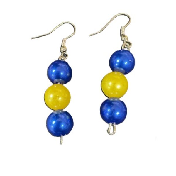 Parel oorbellen blauw geel