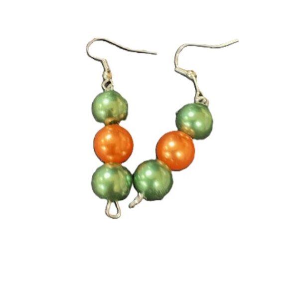 Parel oorbellen groen oranje