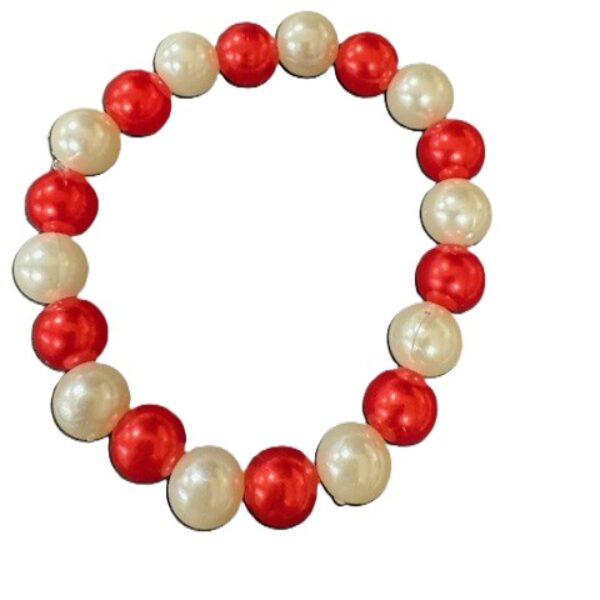 Parel armband rood wit