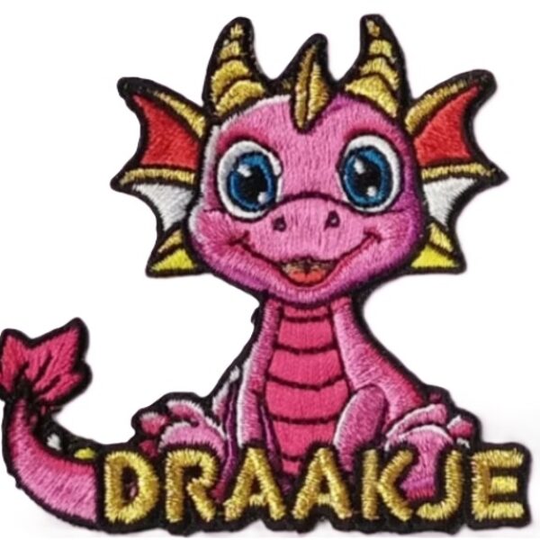 Embleem Draakje roze