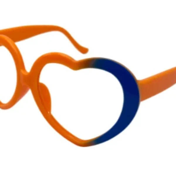 Lampegat hartjes bril zonder glazen blauw geel