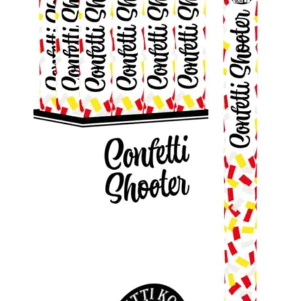 Party confetti shooter rood wit 40 cm geel