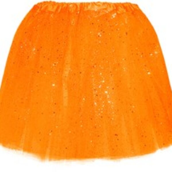 Tule rok oranje met glitter