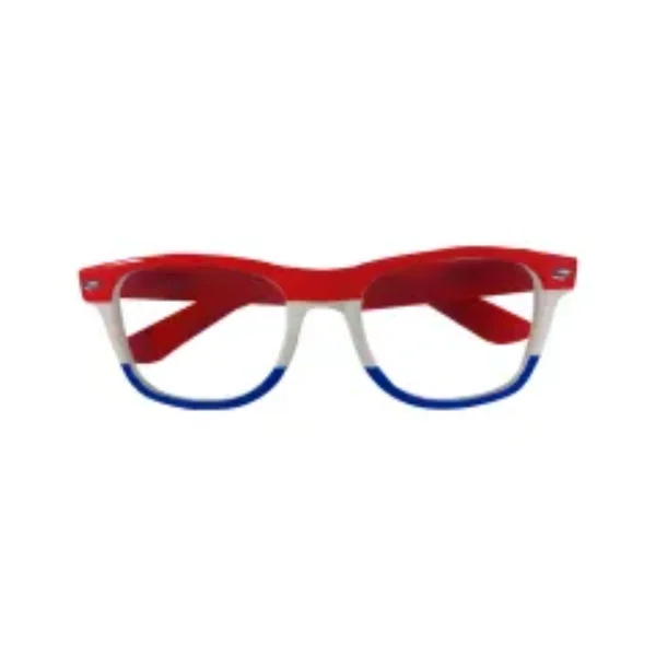 Bril rood wit blauw zonder glazen