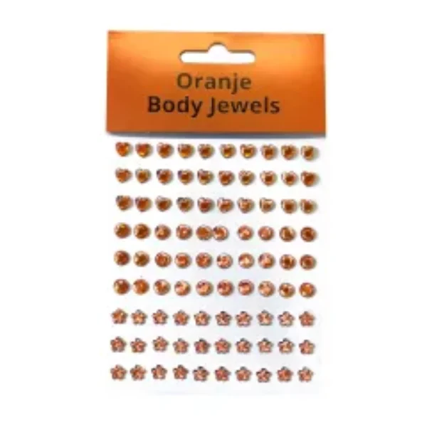 Glittersteentjes gezicht oranje