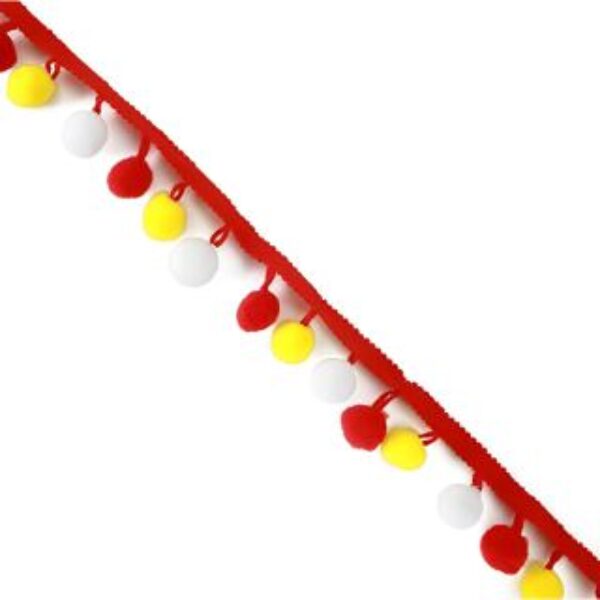 Bolletjesband rood wit geel