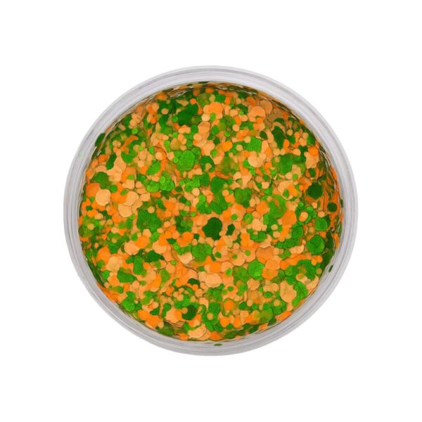 Kruikenstad pressed chunky glitter cream 10 ml oranje groen