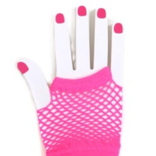 Nethandschoenen kort neon roze