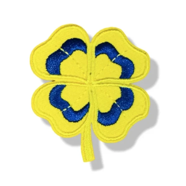 Embleem klavertje blauw geel