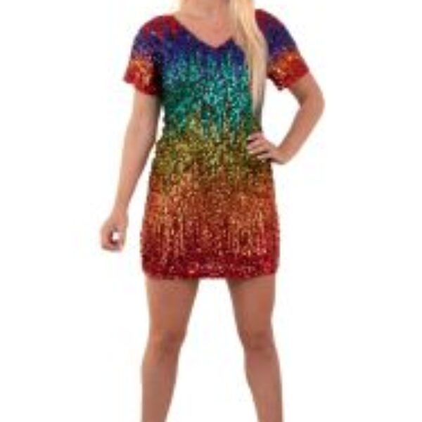 Jurk pailletten regenboog