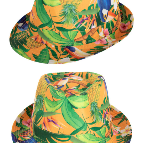 Hoedje met hawaï print oranje