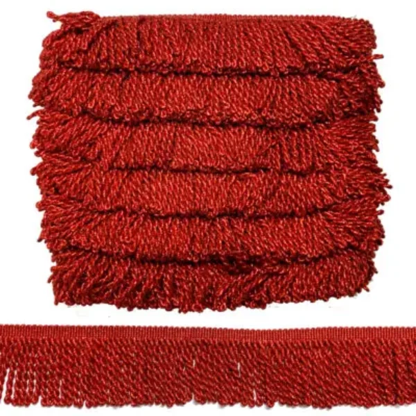 Franjeband rood Getwist 7cm lang 5mm dik