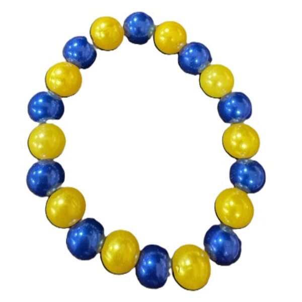 Parel armband blauw geel