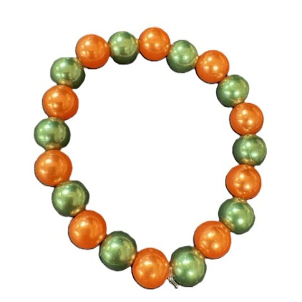 Parel armband oranje groen