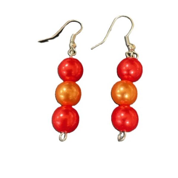 Parel oorbellen rood oranje