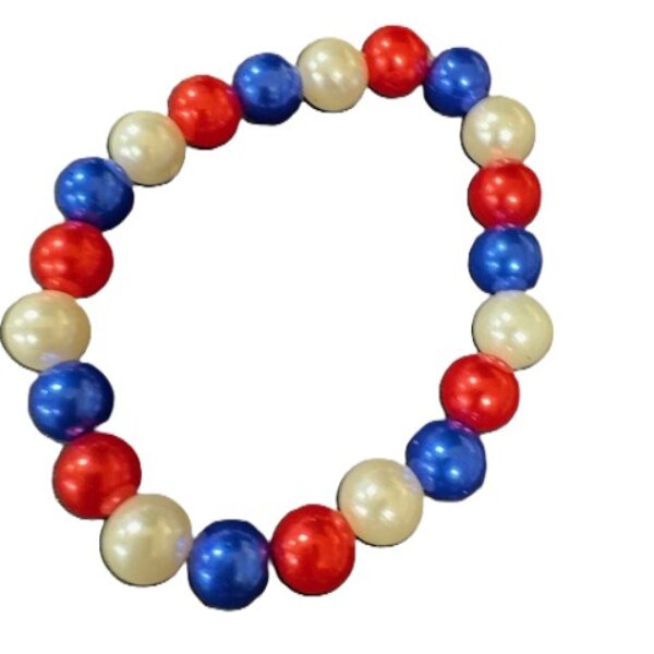 Parel armband rood wit blauw