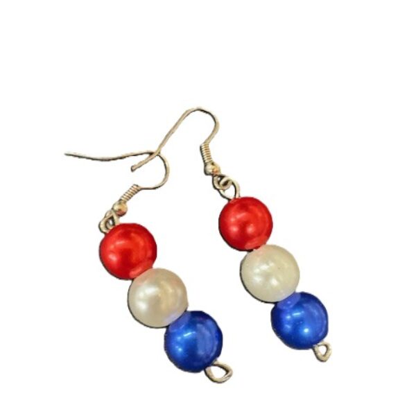 Parel oorbellen rood wit blauw