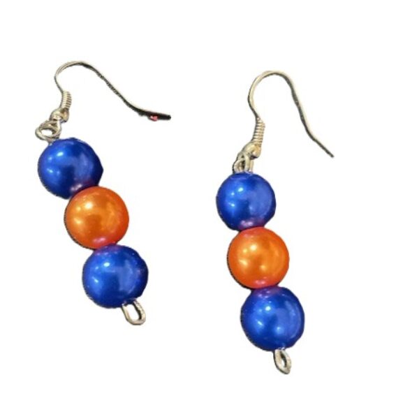 Parel oorbellen oranje blauw