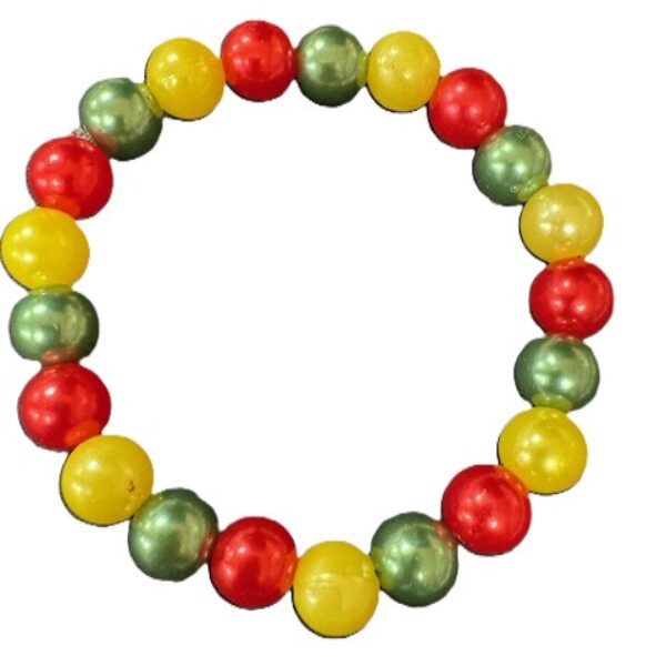 Parel armband rood geel groen