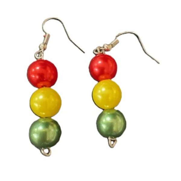 Parel oorbellen rood geel groen