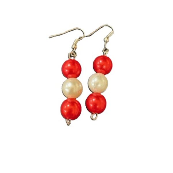 Parel oorbellen rood wit