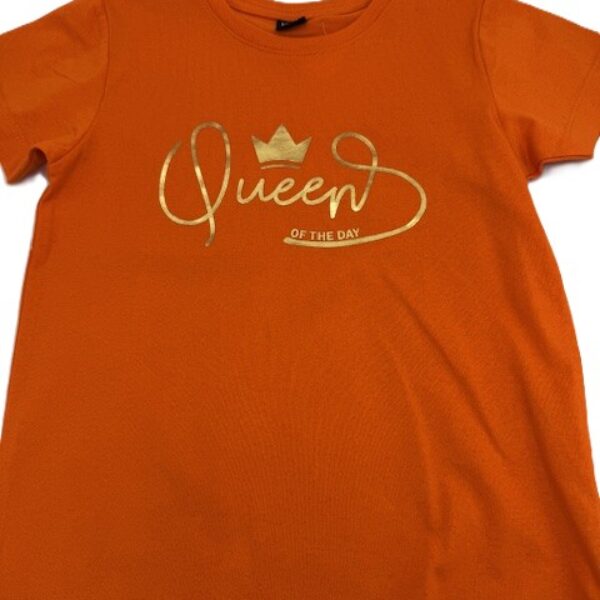 T shirt oranje Queen for a day