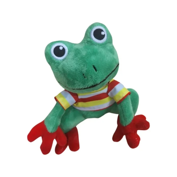 Pluche kikker met dorus shirt rode voeten groot