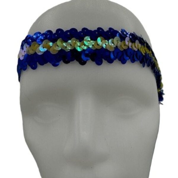 Hoofdbandje paillet blauw geel