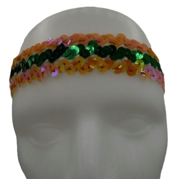 Hoofdbandje paillet groen oranje