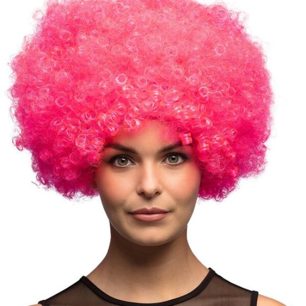 Pruik afro pink