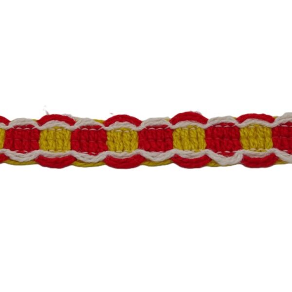 Geblokt rood wit geel band