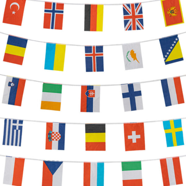 Vlaggenlijn Internationaal 9 mtr polyester