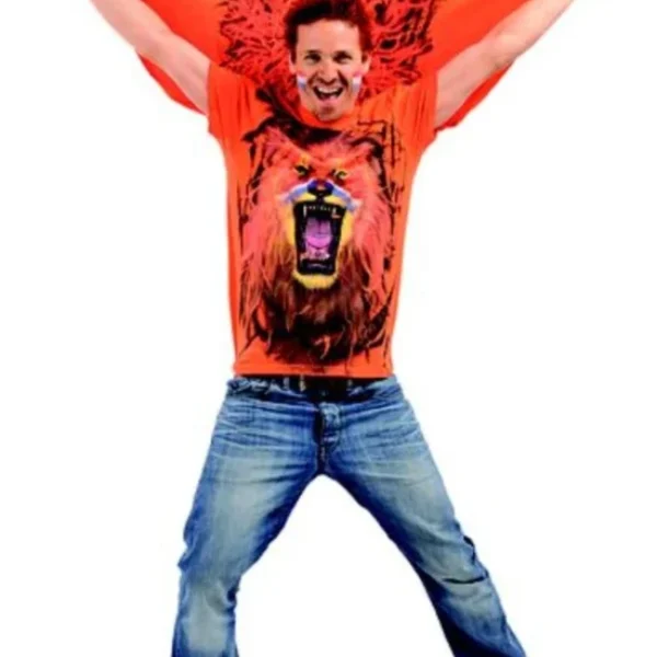 Shirt oranje met leeuw en wavecape