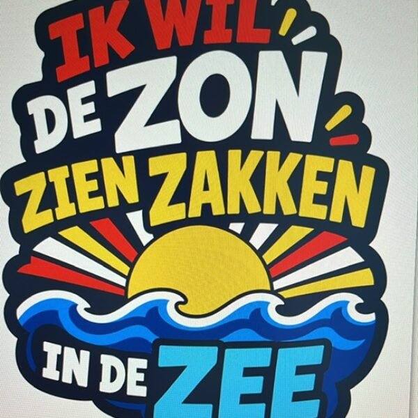Embleem ik wil de zon zien zakken in de zee....