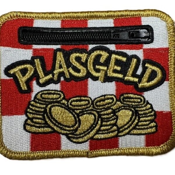 embleem "Plasgeld"met ritsje