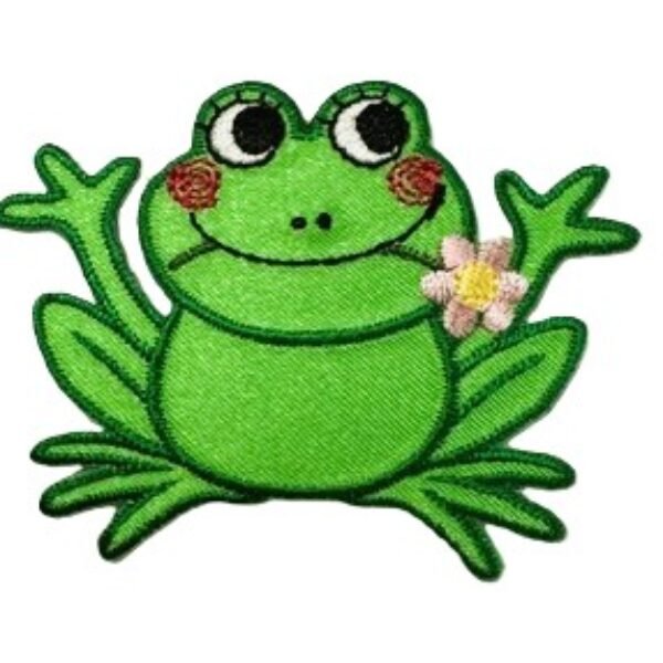 Embleem kikker met bloem