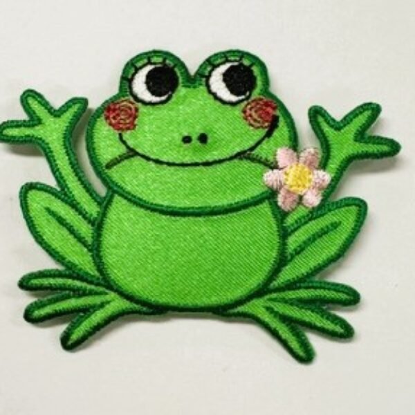 Embleem kikker met bloem
