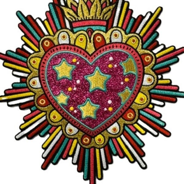 Embleem glitter hart met kleuren (rug)