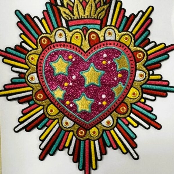 Embleem glitter hart met kleuren (rug)