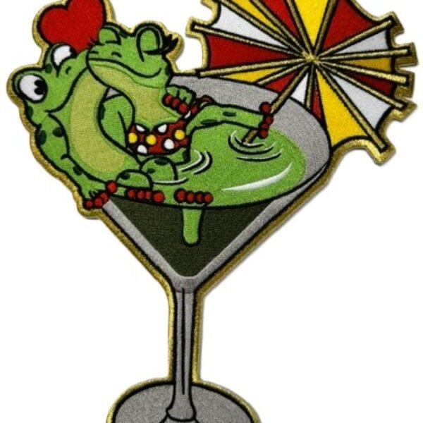 Embleem kikkers in cocktailglas rug