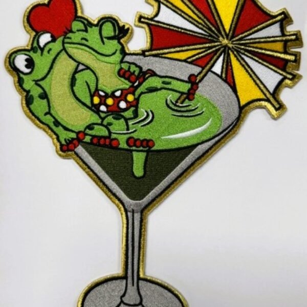 Embleem kikkers in cocktailglas rug